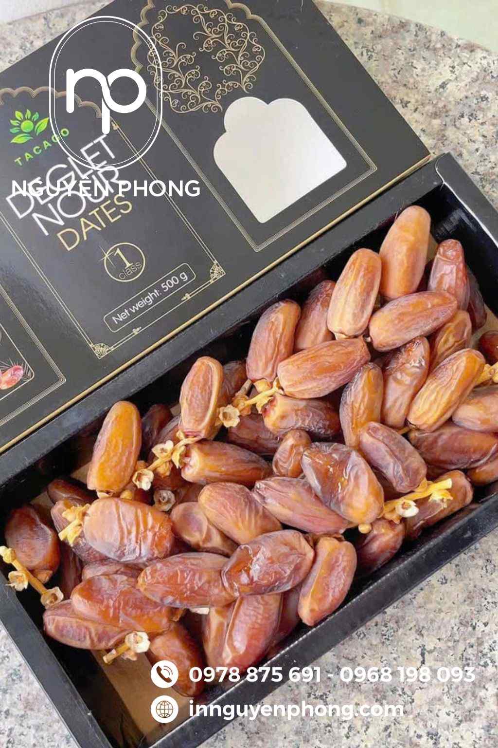 Mẫu in hộp carton sóng đựng chà là 